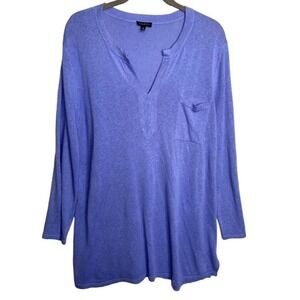 Eileen Fisher Women Sz PS 100% Organic Linen Blue Long Sleeve Pullover